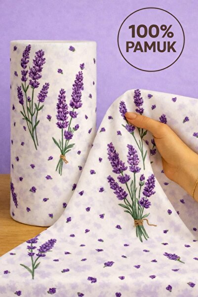 ÇIQRIK HOME %100 PamukLavanta Desen Poplin Kumaş En: 240 cm Nevresim, Çarşaf,...