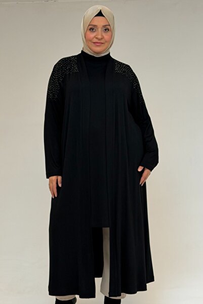 Eslina 53069 Tunica cu umeri mari cu pietre aplicate bumbac moale - Negru