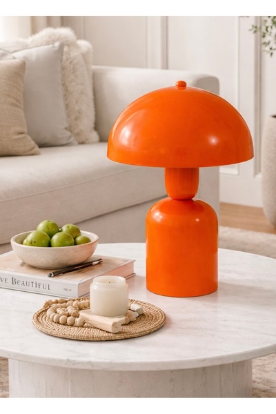 Fico Home Modern Lampshade Orange Table Lamp Metal Body Design Product Orange...