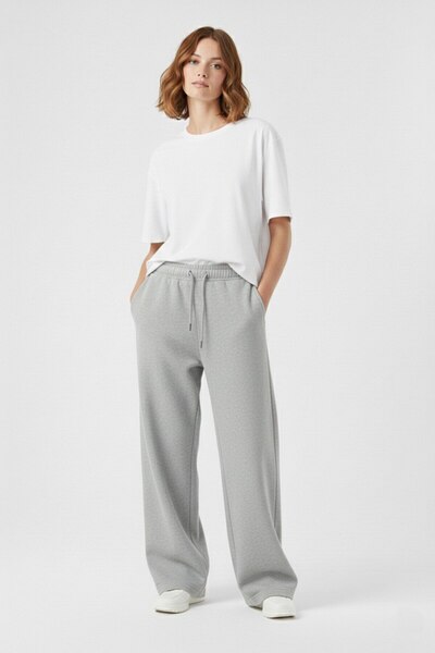 Wekame jeans Γυναικεία φόρμα oversized με ελαφρύ κλωστές με φαρδύ πόδι