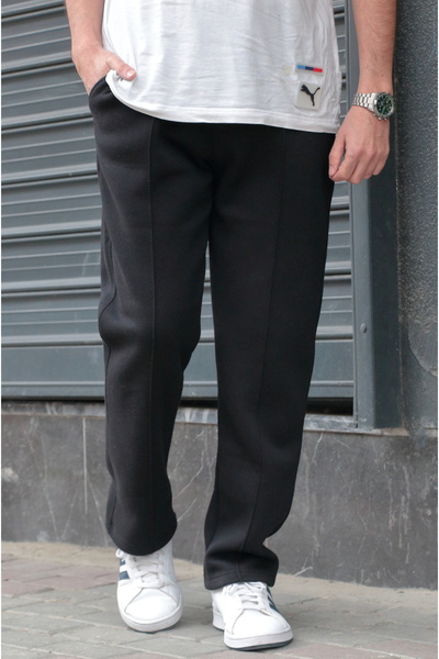 green poll Men's 3 Thread Ş Fleece-Lined Pre-Washed Baggy Sweatpants