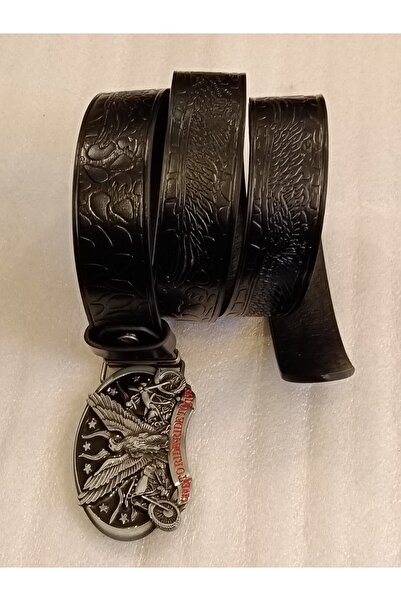 Butik Tülin حزام من الجلد الصناعي الأصلي للجنسين باللون الأسود مطبوع مطلي بال...