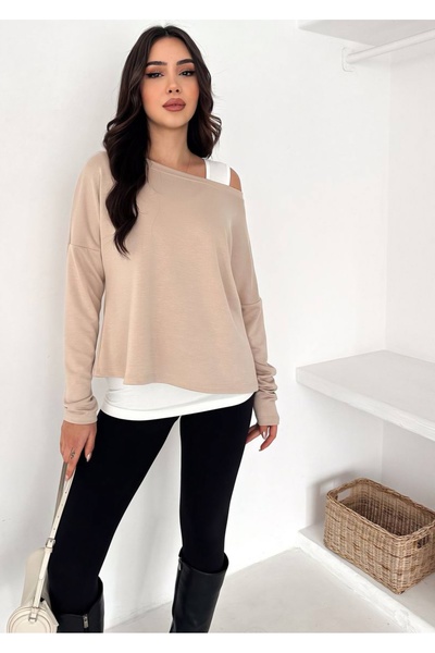 Noa&Noa Ανοιχτόχρωμη φαρδιά μπλούζα με λεπτομέρεια στον ώμο