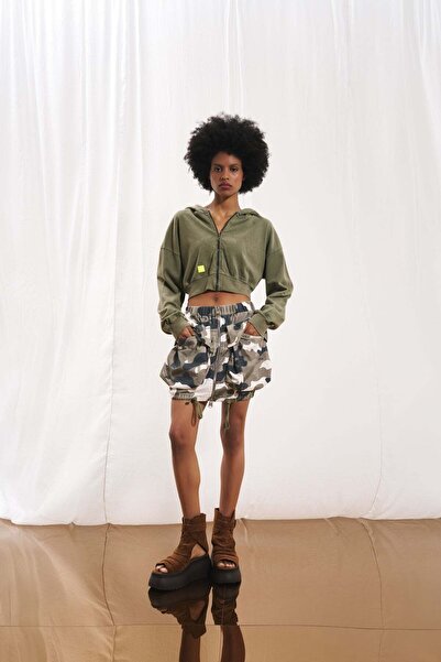 VDR Khaki Camouflage Patterned Mini Skirt 17205