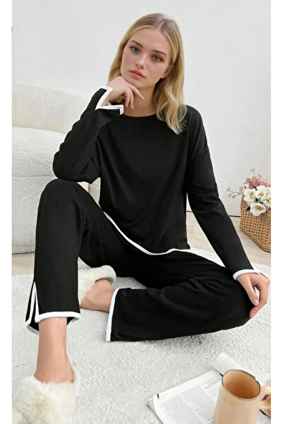 Cool & Sexy Women's Relax Fit Single Jersey Pajama Set Black