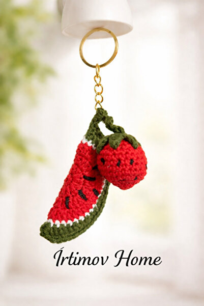 Handmade El Yapımı Örgü Karpuz & Çilek Detaylı Anahtarlık
