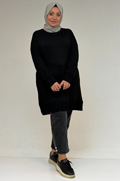 Eslina 58173 Plus Size Modal Tunic with Tassel Detail - Black