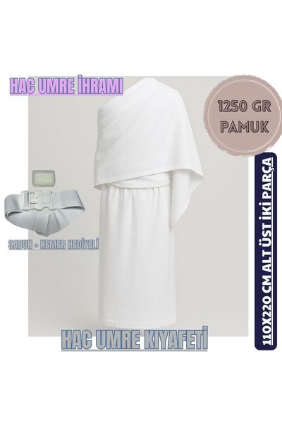 PIRISA Yetişkin İhramı Kabe Hac Umre İhramı Elbisesi Havlu ( 110x220 cm ) Hac...