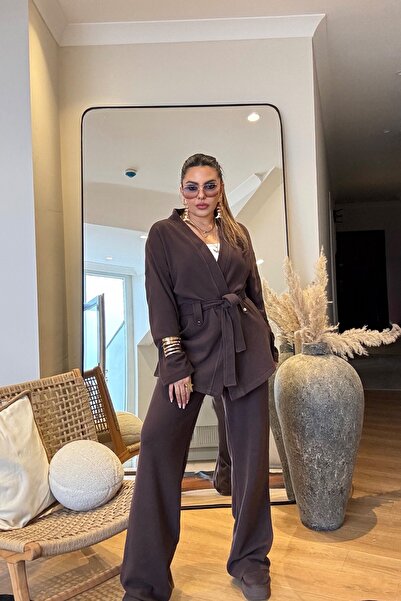 Sohotique By P Soft Touch Belted Suit Bitter Brown