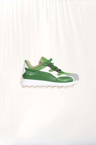VDR Green White Thick Soled Sports Shoes 3D2