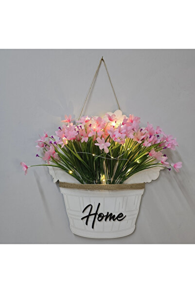 STDEKOR Door and Wall Decoration with Led Lights and Pink Narcissus Flowers