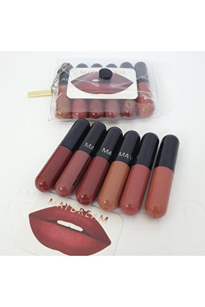 MAYDREAM مجموعة أحمر شفاه صغيرة مكونة من 6 قطع مع حقيبة