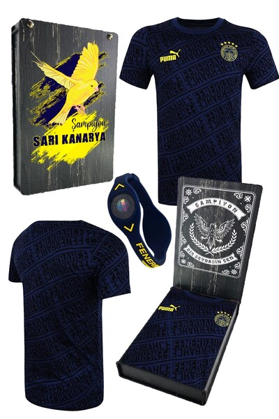 Fenerbahçe PUMA PATTERN LACİ T tricou CUTIE DE CADOU DIN LEMN UV