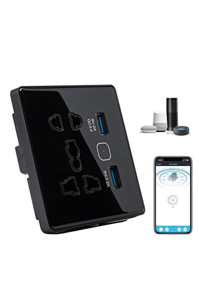 Unbraded Universal Smart Wall Outlet, WIFI Socket, 2 in Wall Socket with USB Interface