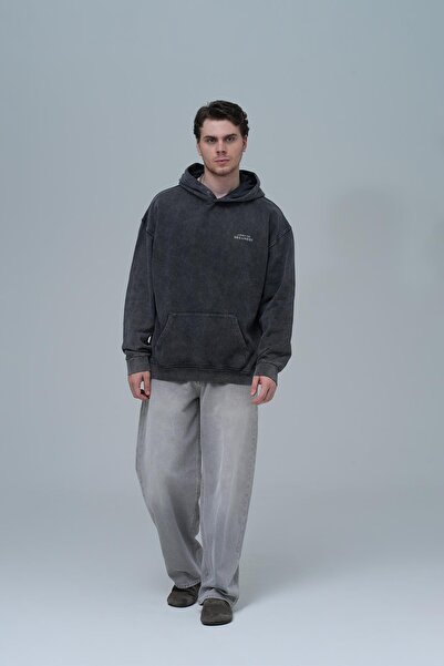 SAW Urbanity Washed Peace Oversize Sweatshirt Erkek Siyah