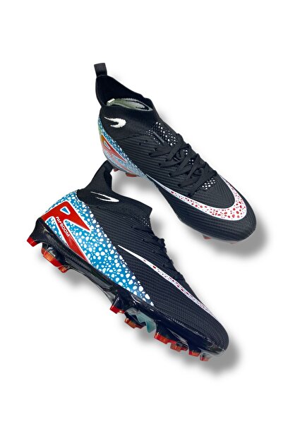 güneşayakkabı 610 Süperfly Özel Taban Çoraplı Krampon Siyah Kırmızı Desenli