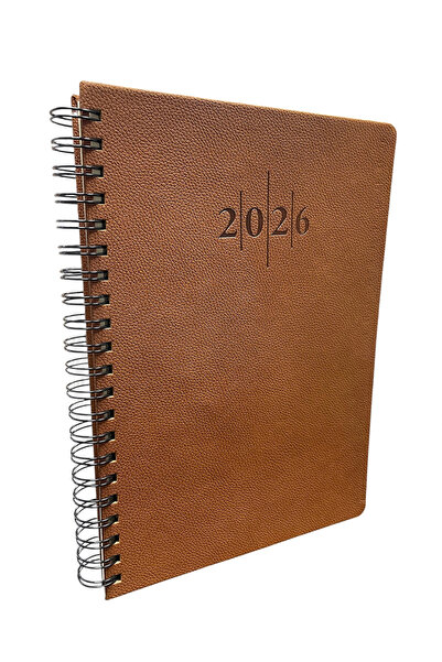 Jet Online 2026 Spiralli 20x28 Günlük Çizgili Ajanda Thermo Deri TABA Renk