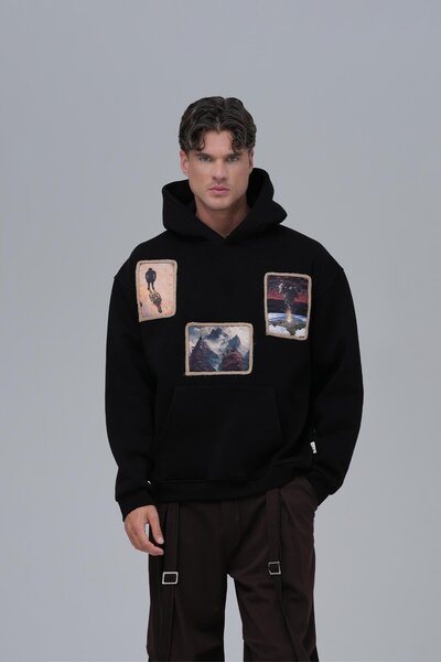 SAW Urbanity Layers of Awakening Oversize Sweatshirt Erkek Siyah