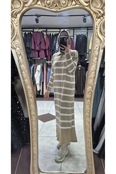 Mintaş Striped Polo Collar Dress