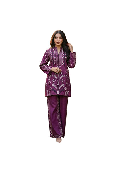 MYSMAR Purple Linen cotton Salwar & Kameez - HRT5147 | Purple