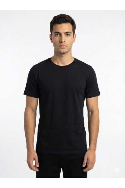EGE GİYİM VE AYAKKABI Dynamo 338 Black O-Neck Men's T-Shirt