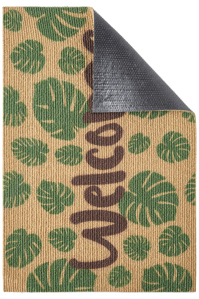 VİTALİHOME Charm Green Natural Leaf Pattern Doormat Outdoor Door Mat Bristle Front Door Mat 2001