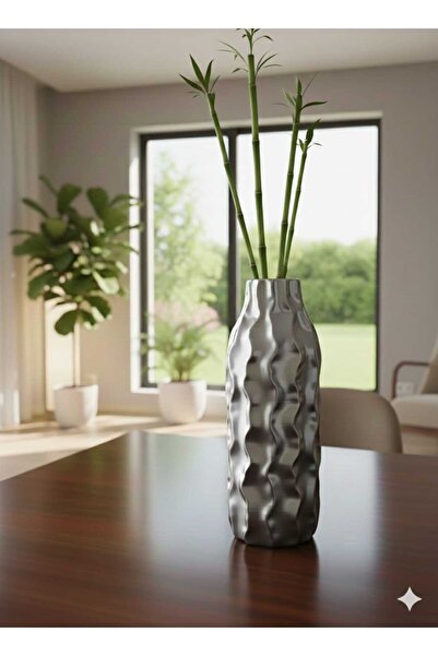 Velorahomee 35 Cm Dalga Serisi Gri Trend Vazo