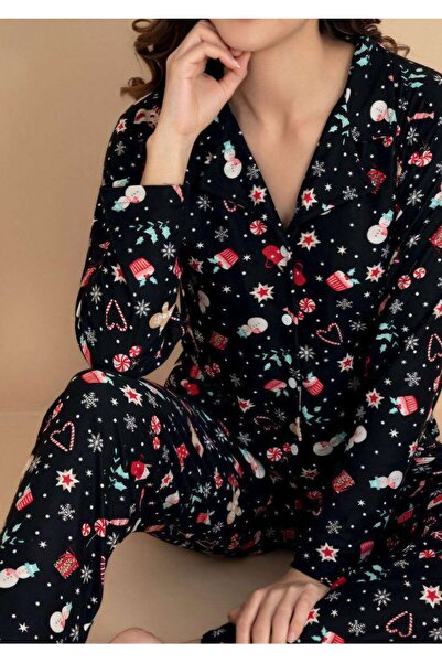 Hepyek Patterned Suede Fabric Pajama Set