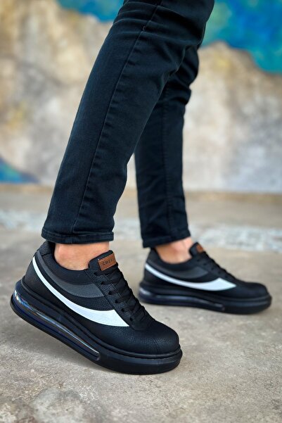 Lucy Shoes Yg172 Ariasa Men's Casual Lace-Up Leather Sports Sneaker Shoes Cst - Black