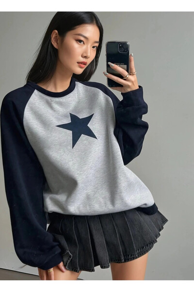 Cool & Sexy Star Patterned Blocky Oversize Sweatshirt