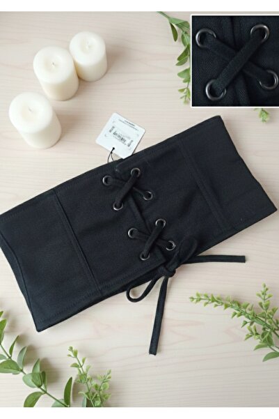 MODELİST KALIN KORSAJ TARZ BAĞLAMALI SİYAH KEMER