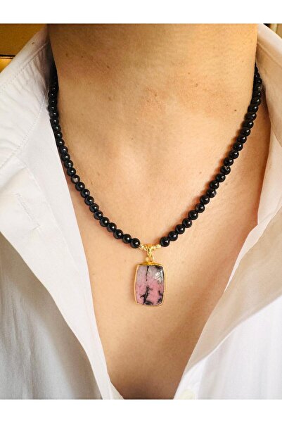 DEVİ fashion Agate Natural Stone Necklace 45 cm