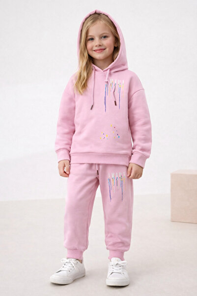 NOBLEKIDS بغطاء رأس طقم ظهر مطبوع وردي – للفتيات، من عمر 2-13 سنة