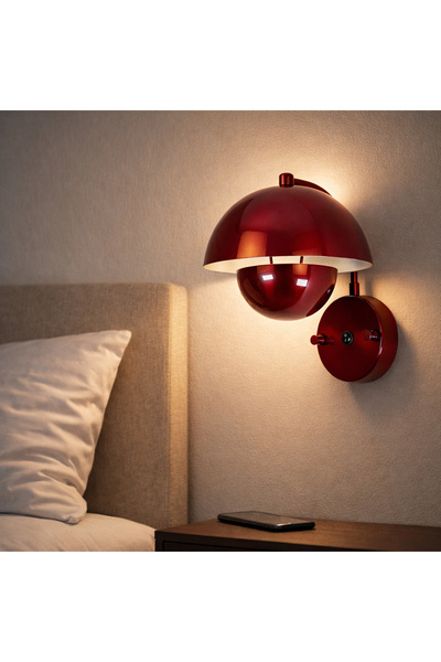 MOİRA Dekor Metal E/14 Lampholder Glossy Burgundy Sconce Modern Living Room Bedroom Wall Lamp, Eylul-15683-E