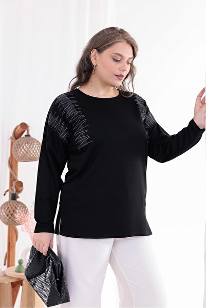 Siyezen Plus Size Bat Sleeve Stone Blouse
