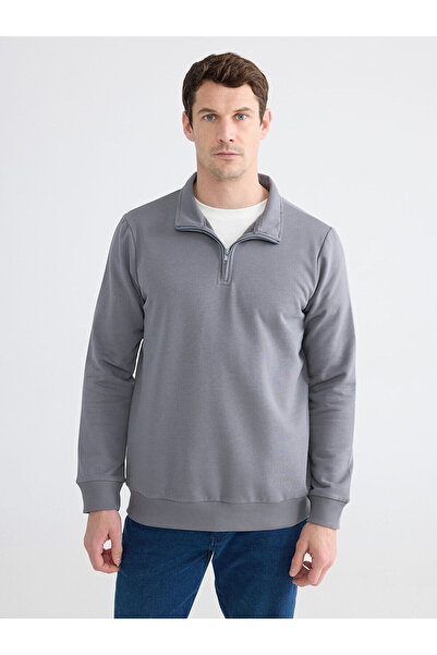 LC Waikiki Rmz clothing seasonal deals gray di Mock Neck men's long sleeve th...