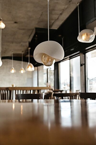 Depozee Bohem & İskandinav Stil Beton Görünümlü Rustik Tekli Avize Hafif Plas...