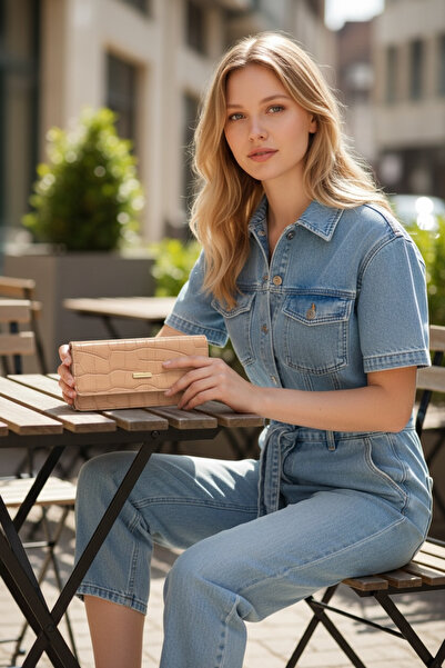 Store محفظة YigitEmirBags باللون الوردي الفاتح بنمط جلد التمساح