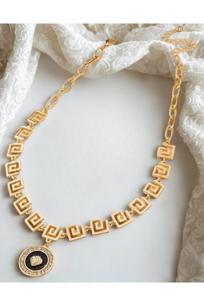 VELORA PRIVE -VINTAGE ESİNTİLİ TAŞLI ASLAN BAŞLI 18K ALTIN KAPLAMA GEOMETRİK ...