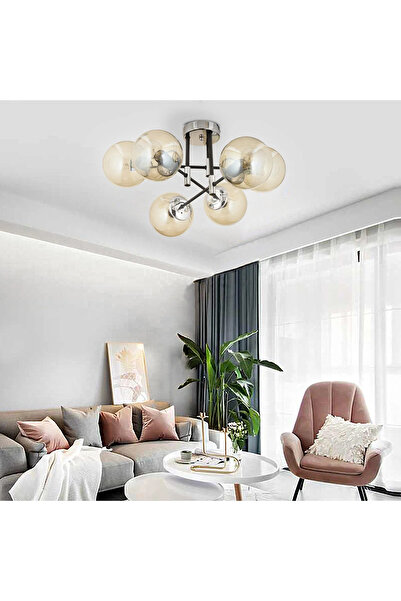 HubRom MARAL 3548-06-CHH Φωτιστικό οροφής μαύρο / χρώμιο 70x35 εκ. 6xE27 Μέγ....