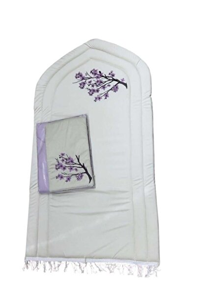 Mayary طقم سجادة صلاة اسفنج مبطن مطرز مع شرشف صلاة مطرز خامة باردة ممتازه ناع...