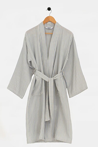 Vintero Home رداء كيمونو مخطط مصنوع من قطن الموسلين بنسبة 100%