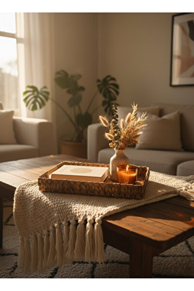 Home Wicker Rectangular Decorative Tray 31X22 cm