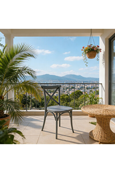 Bleco Cross-back dining chair — Durable plastic chair suitable for kitchens, cafes, and garden activities