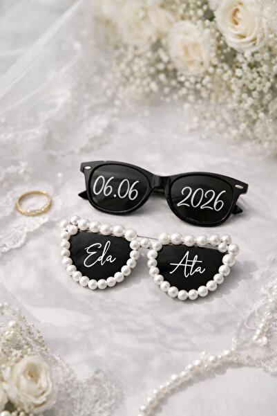 FİORE HEDİYELİK Gelin Damat Gözlük Bride Gözlük İncili İkili Bride Akım After...
