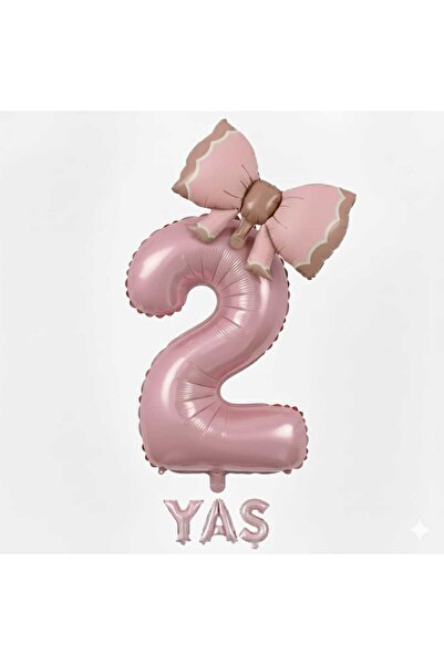 ÇITIPITISTORE pembe renk 2 li rakam fiyonk folyo balon