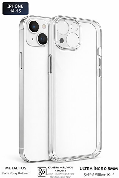 Tech&bello accessories غطاء شفاف لهاتف آيفون 14-13، رقيق للغاية بسمك 0.8 مم، ...