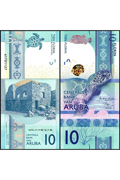 emir koleksiyon coin & paper collection Aruba 2019 Yılı 10 Florin Yabancı Kağ...