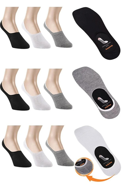 Scarpebutik 9 Pack Summer Men's Anti-Slip Silicone Seamless Invisible Ballerina Socks