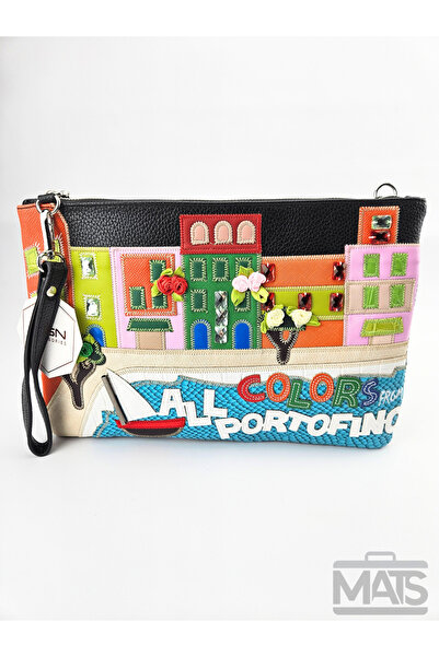 DSN Kabartmalı Portofino Mineral Taş Aksesuarlı Çapraz Omuz Çantası